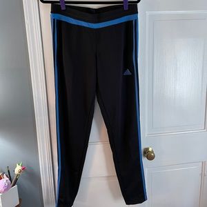 Blue and black Adidas climacool track pants